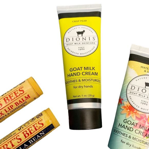 Lip Balm and Hand Cream Lot Burt’s Bees Dionis Goat Milk Hand Cream NEW 4 ITEMS - Picture 5 of 10